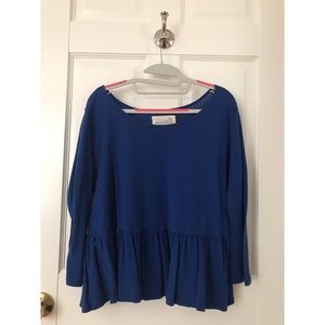 Free People royal blue peplum long sleeve